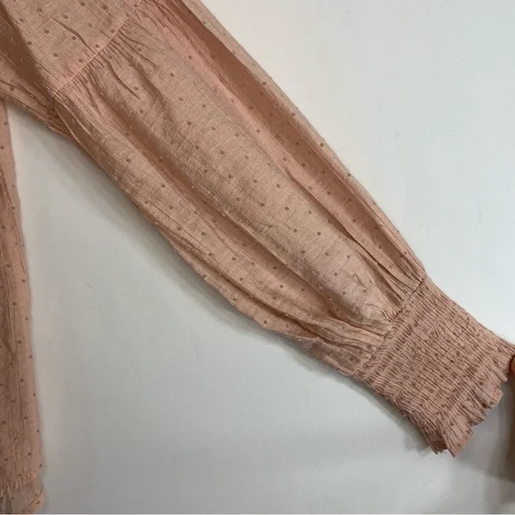 Zara Sheer Blush Pink Polka Dot Blouse with Neck Tie, Size S - Picture 5 of 8